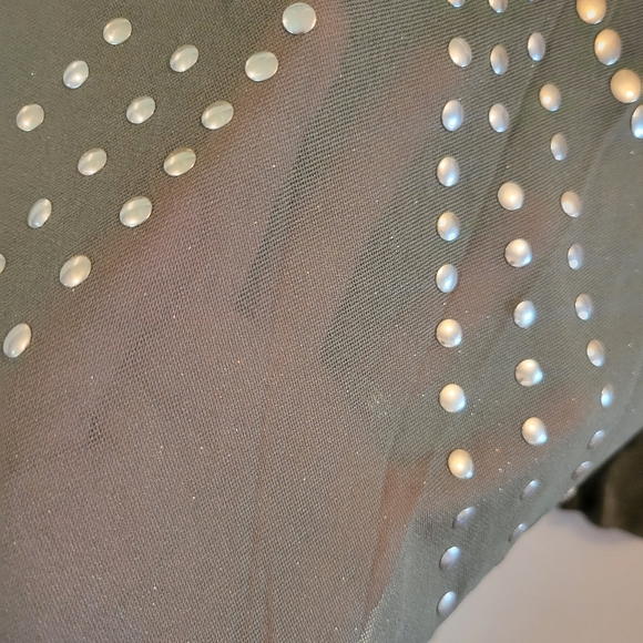 90s Y2K Express Green Sparkle Micro Mesh Embellished Top - Picture 3 of 8